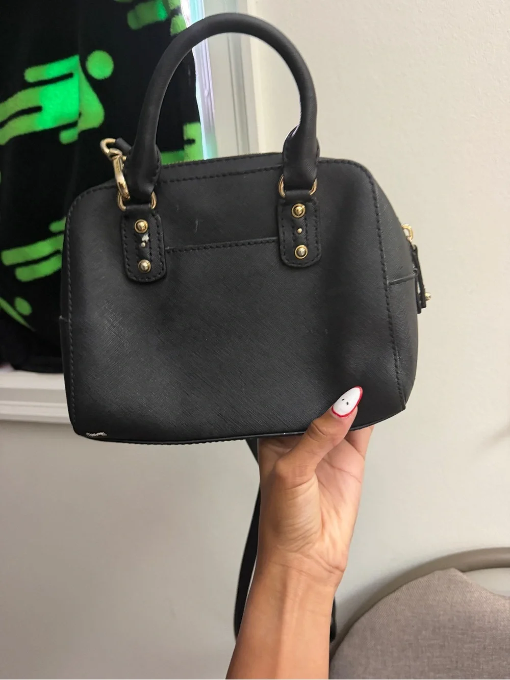 Michael Kors Black Dome Crossbody Satchel with Gold Hardware